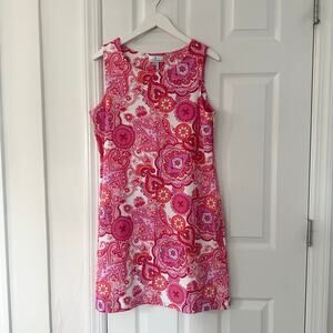 Jude Connally Beth 110 Sleeveless Pullover Shift Dress Pink Orange Paisley XL